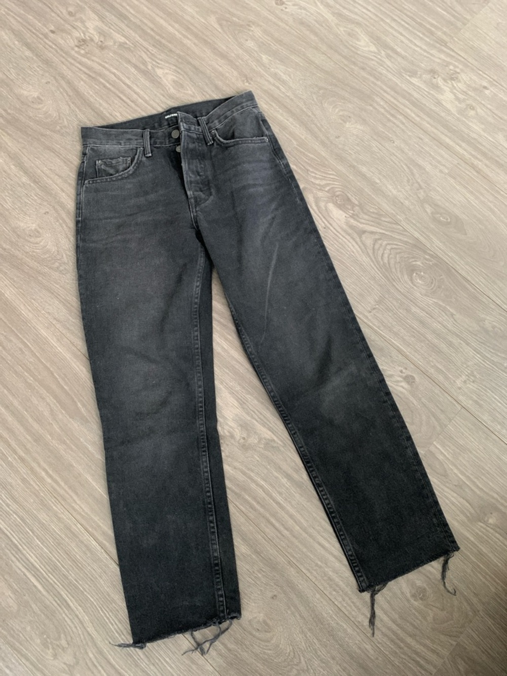 GRLFRND Men's Washed Black Straight Jeans
